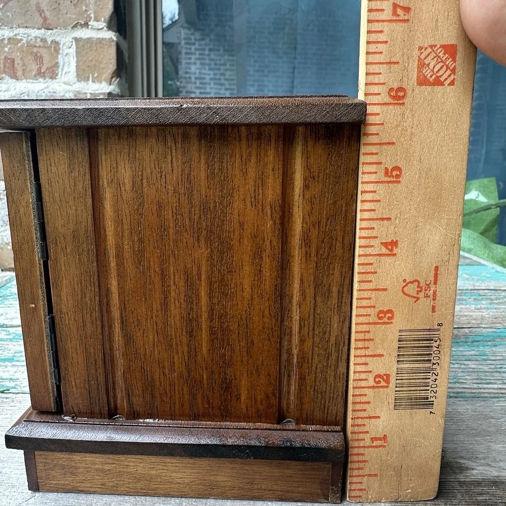 VTG Japanese Musical Jewelry Box 8‎ Inch Stained Wood Hidden Drawer Works Video